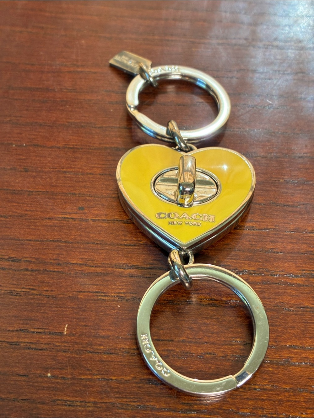 Coach Yellow Heart Valet Turnlock Key Holder Charm